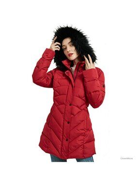 Women's Winter Thicken Long Quilted Parka Jacket Hooded Pockets Slim Fit